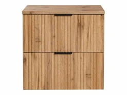 Vente-unique Mueble de baño suspendido estriado con encimera, , 60 cm, ZEVARA Color natural claro Outlet