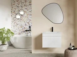 Mueble de baño suspendido con lavabo encastrado, 60 cm, SATARA^Vente-unique New