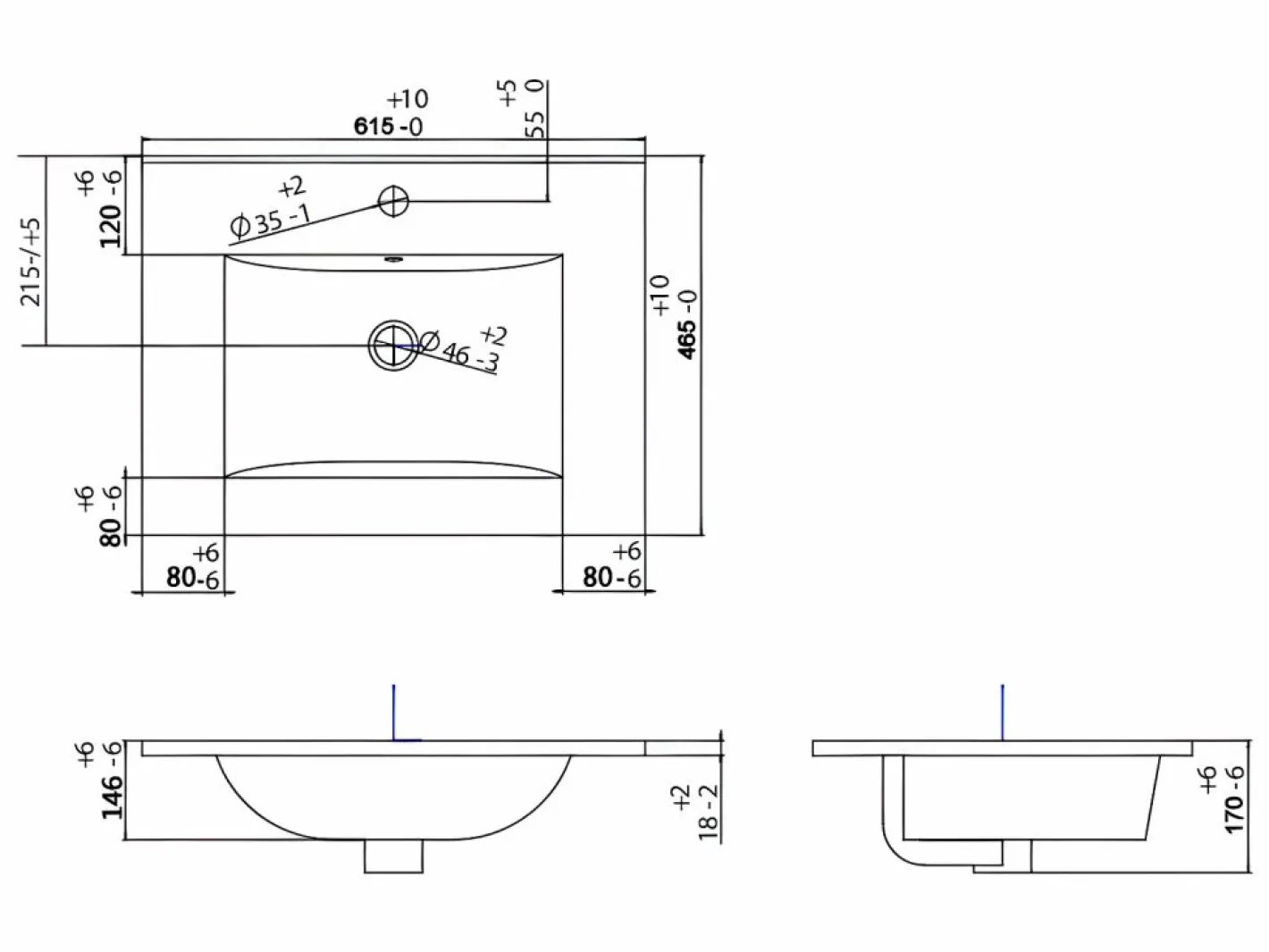 Mueble de baño suspendido con lavabo encastrado, 60 cm, SATARA^Vente-unique New