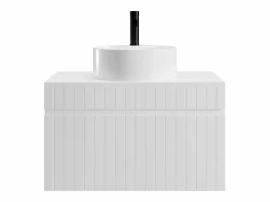 Vente-unique Mueble De Baño Simple|Mueble de baño suspendido con lavabo redondo sobre encimera, 80 cm, SATARA