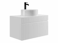 Vente-unique Mueble De Baño Simple|Mueble de baño suspendido con lavabo redondo sobre encimera, 80 cm, SATARA