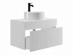 Vente-unique Mueble De Baño Simple|Mueble de baño suspendido con lavabo redondo sobre encimera, 80 cm, SATARA