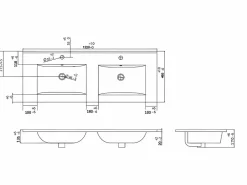 Mueble de baño suspendido con lavabo encastrado, 120 cm, ZEVARA, con canalé^Vente-unique Discount