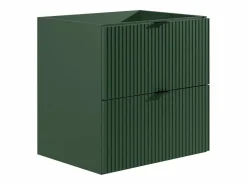 Vente-unique Mueble de baño suspendido estriado con lavabo para encastrar, mate, An60 cm, ZEVINI Verde Clearance