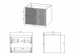 Vente-unique Mueble de baño suspendido estriado con lavabo para encastrar, mate, An60 cm, ZEVINI Verde Clearance