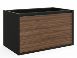 Mueble de baño suspendido rayado - Color natural oscuro y negro - 80 cm - BANIVA^Vente-unique Sale