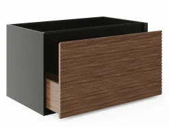 Mueble de baño suspendido rayado - Color natural oscuro y negro - 80 cm - BANIVA^Vente-unique Sale