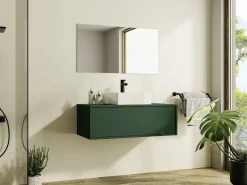 Vente-unique Mueble De Baño Simple|Mueble de baño suspendido con lavabo mate - 94 x 32 cm - TEANA