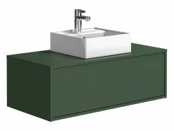 Vente-unique Mueble De Baño Simple|Mueble de baño suspendido con lavabo mate - 94 x 32 cm - TEANA