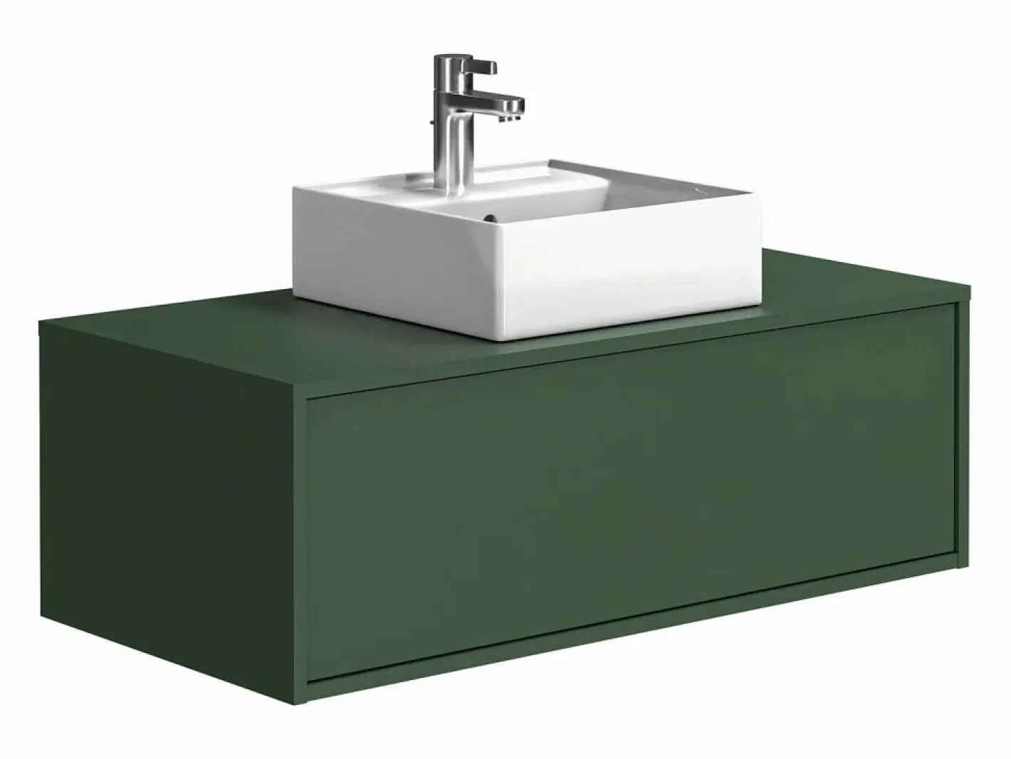 Vente-unique Mueble De Baño Simple|Mueble de baño suspendido con lavabo mate - 94 x 32 cm - TEANA