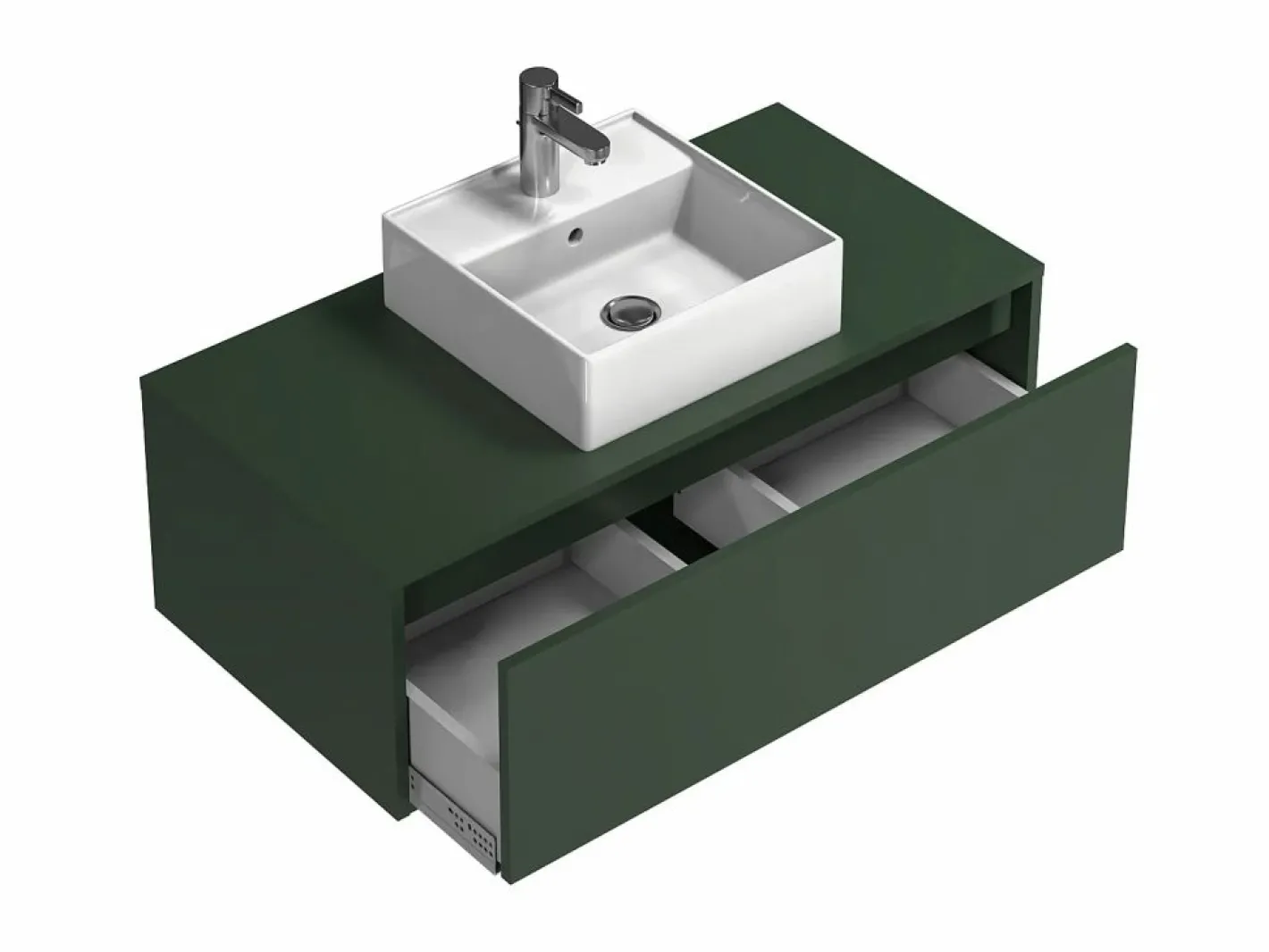 Vente-unique Mueble De Baño Simple|Mueble de baño suspendido con lavabo mate - 94 x 32 cm - TEANA