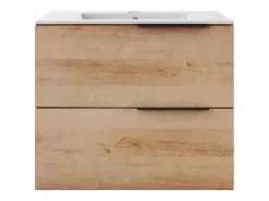 Vente-unique Mueble de baño suspendido simple lavabo - - 60 cm - NISAYA Color natural claro New