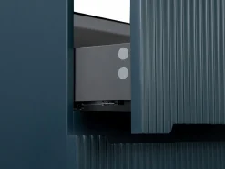 Vente-unique Mueble De Baño Con Doble Lavabo|Mueble de baño suspendido con lavabo y grifo - Estriado azul - 120 cm - PAVANI