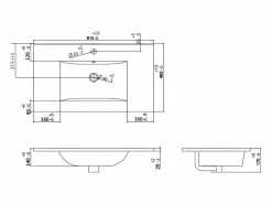 Vente-unique Mueble de baño suspendido estriado mate, lavabo para encastrar, , 80 cm, ZEVINI Verde Online