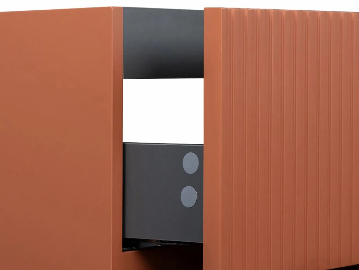 Vente-unique Mueble de baño suspendido, lavabo de encastre y columna, estriado - PAVANI Terracota Online