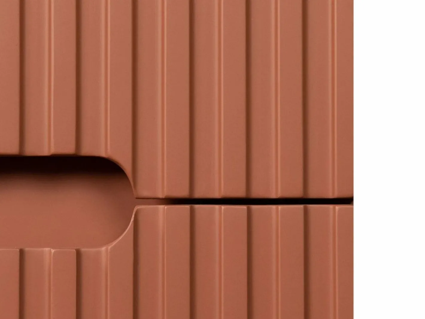 Vente-unique Mueble de baño suspendido, lavabo de encastre y columna, estriado - PAVANI Terracota Online
