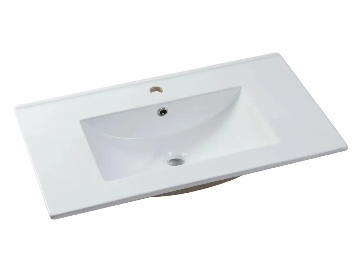 Vente-unique Mueble de baño suspendido, lavabo de encastre y columna, estriado - PAVANI Terracota Online