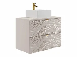 Vente-unique Mueble De Baño Simple|Mueble de baño suspendido texturizado con lavabo cuadrado - - 80 cm - RINAREL