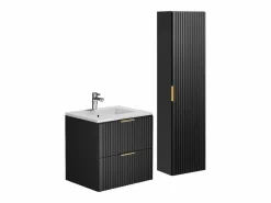 Mueble de baño suspendido con lavabo y columna, acanalado , 60 cm, ZEVARA^Vente-unique Sale