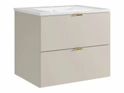 Vente-unique Mueble de baño suspendido con lavabo encastrado - - 60 cm - LAVENA Beige Discount