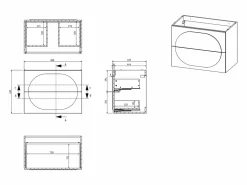 Mueble de baño suspendido con lavabo sobre encimera redondo - - 80 cm - VUTOMA^Vente-unique Best