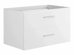 Vente-unique Mueble de baño suspendido KAYLA con lavabo individual y columna, , 80 cm Blanco Discount