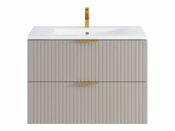 Mueble de baño suspendido con lavabo encastrado de canalé , 80 cm, ZEVARA^Vente-unique Online