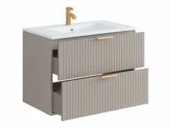 Mueble de baño suspendido con lavabo encastrado de canalé , 80 cm, ZEVARA^Vente-unique Online