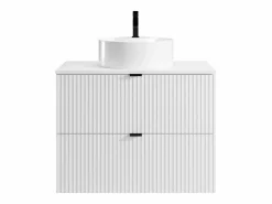 Vente-unique Mueble De Baño Simple|Mueble de baño suspendido con lavabo sobre encimera, mate, An80 cm, ZEVINI