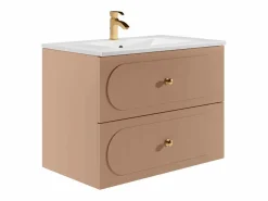 Vente-unique Mueble de baño suspendido rosa antiguo con lavabo empotrado, 80 cm, SATOBAL Rosa palo Hot
