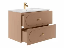 Vente-unique Mueble de baño suspendido rosa antiguo con lavabo empotrado, 80 cm, SATOBAL Rosa palo Hot