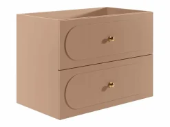 Vente-unique Mueble de baño suspendido rosa antiguo con lavabo empotrado, 80 cm, SATOBAL Rosa palo Hot
