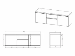 Vente-unique Mueble de baño suspendido con lavabos y espejos, natural claro, L150 cm, JIMENA Color natural claro Sale