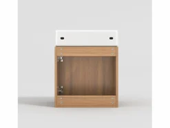 ModernLuxe Mueble De Baño Simple|Mueble de baño suspendido estriado con lavabo cuadrado - 46 cm - Natural (grifo no incluido)