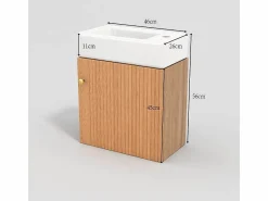 ModernLuxe Mueble De Baño Simple|Mueble de baño suspendido estriado con lavabo cuadrado - 46 cm - Natural (grifo no incluido)