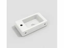 ModernLuxe Mueble De Baño Simple|Mueble de baño suspendido estriado con lavabo cuadrado - 46 cm - Natural (grifo no incluido)