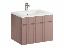 Vente-unique Mueble de baño suspendido en rosa con lavabo encastrado, 60 cm, SATARA Rosa palo Online