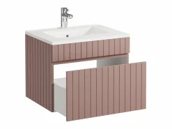 Vente-unique Mueble de baño suspendido en rosa con lavabo encastrado, 60 cm, SATARA Rosa palo Online