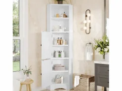 Mueble de baño triangular - 51,7 x 32 x 155,4 cm - con 2 compartimentos abiertos + 2 puertas - MDF -^Merax Hot