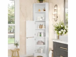 Mueble de baño triangular - 51,7 x 32 x 155,4 cm - con 2 compartimentos abiertos + 2 puertas - MDF -^Merax Hot