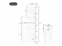 Mueble de baño triangular - 51,7 x 32 x 155,4 cm - con 2 compartimentos abiertos + 2 puertas - MDF -^Merax Hot