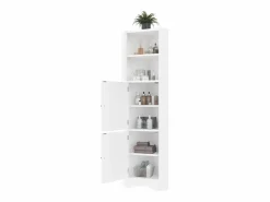 Mueble de baño triangular - 51,7 x 32 x 155,4 cm - con 2 compartimentos abiertos + 2 puertas - MDF -^Merax Hot