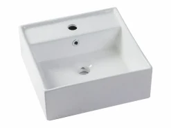 Vente-unique Mueble de baño Zevara de 80 cm con ranuras negras, lavabo sobre encimera y mueble alto Negro New