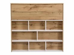 Mueble de bar con 2 puertas y 1 cajón de MDF - Blanco y Natural - LAMONIA^Vente-unique Best