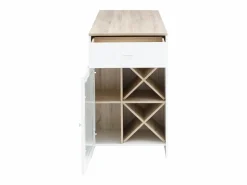 Vente-unique Mueble de bar con almacenamiento - Blanco y natural - NIRAYA Color natural claro / Blanco Discount