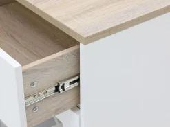 Vente-unique Mueble de bar con almacenamiento - Blanco y natural - NIRAYA Color natural claro / Blanco Discount