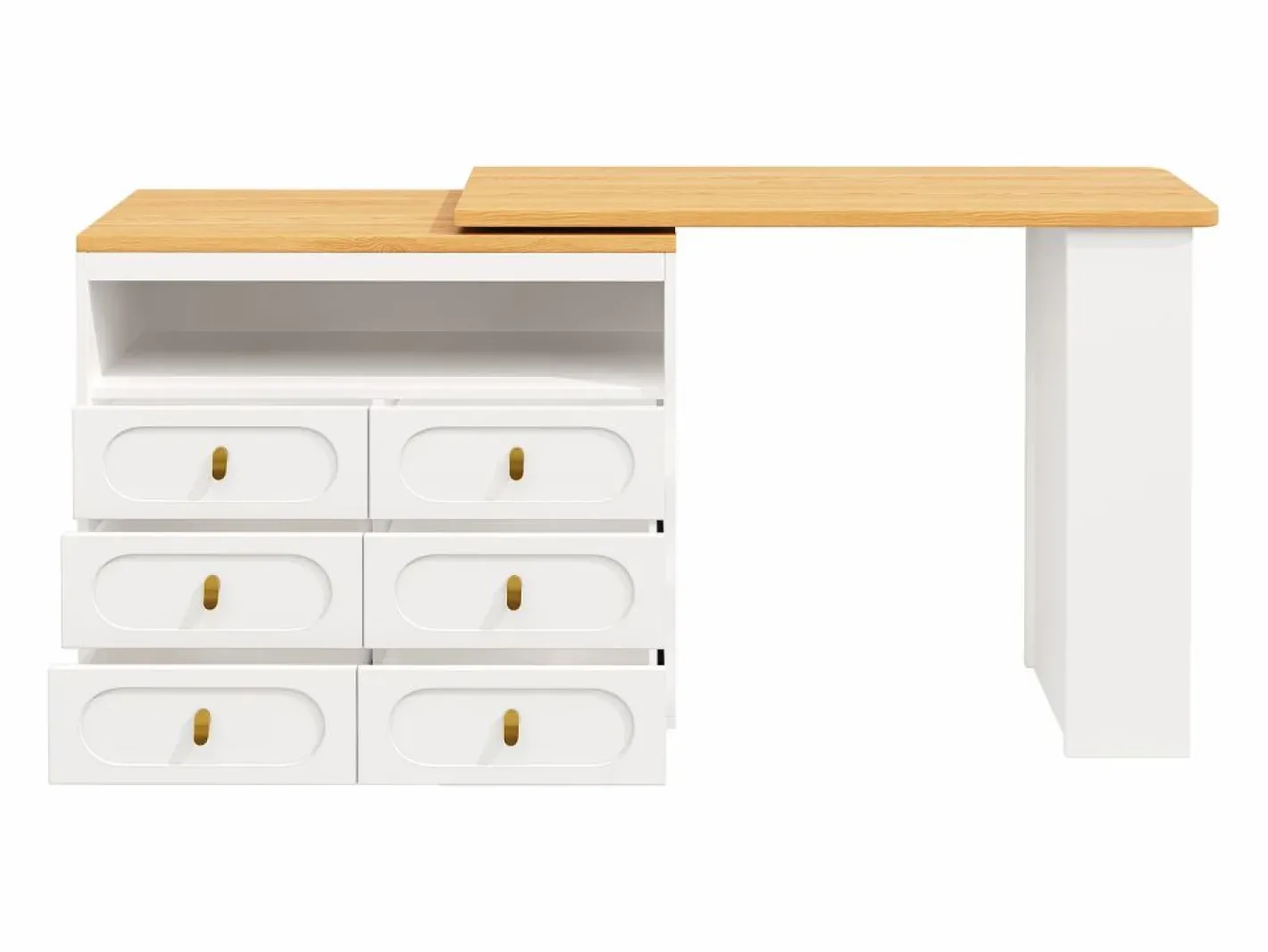 Mueble de bar de cocina extensible - y rotación 360° - 203x39x90 cm - 6 cajones - con estantes laterales -^ModernLuxe New