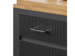 ModernLuxe Mueble de bar de cocina extensible - con rotación 360° - 215x39x103cm - 2 puertas, 2 cajones - con estantes laterales - Negro Hot