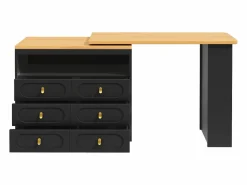 ModernLuxe Mueble Bar|Mueble de bar de cocina extensible - y rotación 360° - 203x39x90 cm - 6 cajones - con estantes laterales -