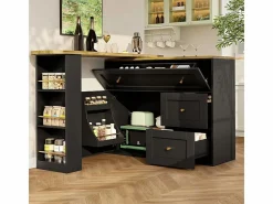 Mueble de bar extensible giratorio - con 2 puertas, 2 cajones y 3 nichos - MDF - 138/204×39×105cm -^DripeX Best